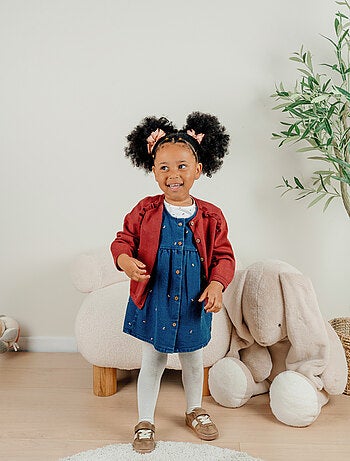 Ensemble salopette en denim et t-shirt brodé floral Noukie's