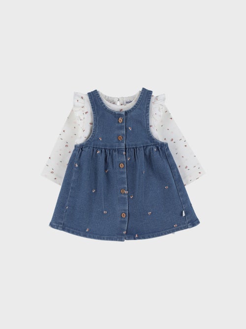 Ensemble salopette en denim et t-shirt brodé floral Noukie's - Kiabi