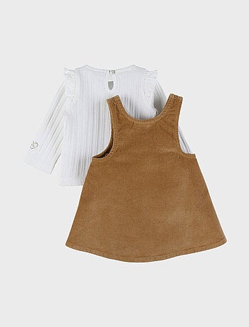 Ensemble salopette en velours et t-shirt en coto Noukie's