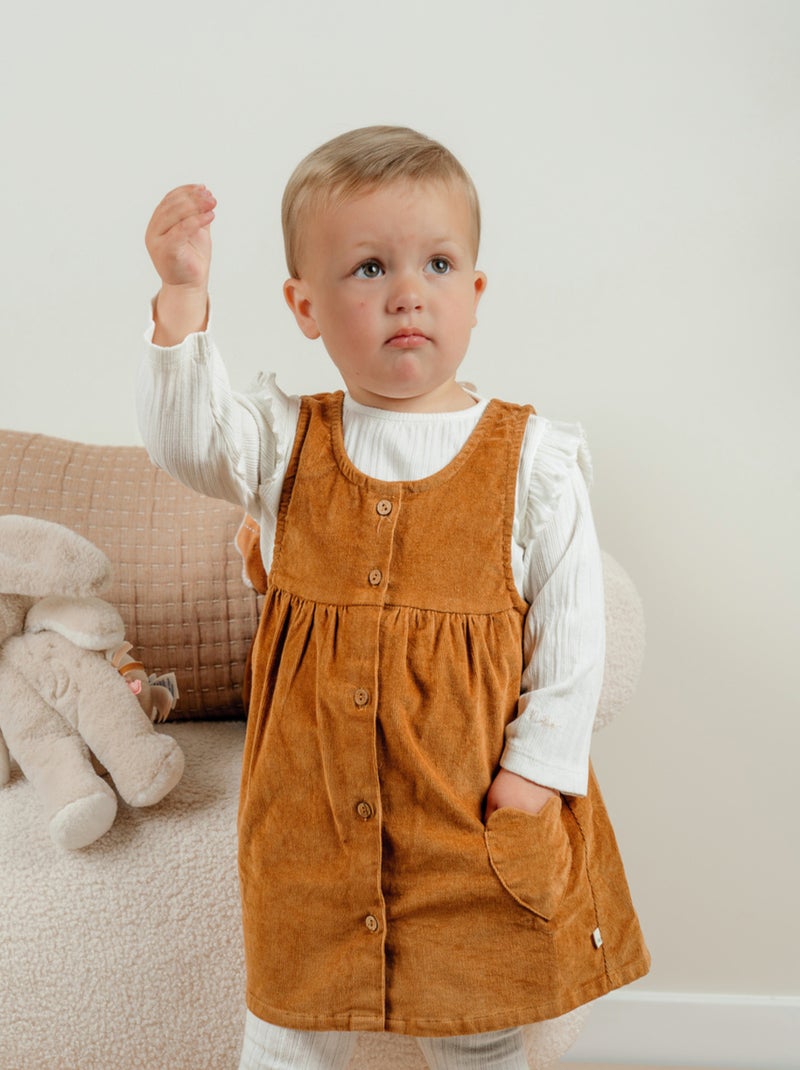 Ensemble salopette en velours et t-shirt en coto Noukie's Marron - Kiabi