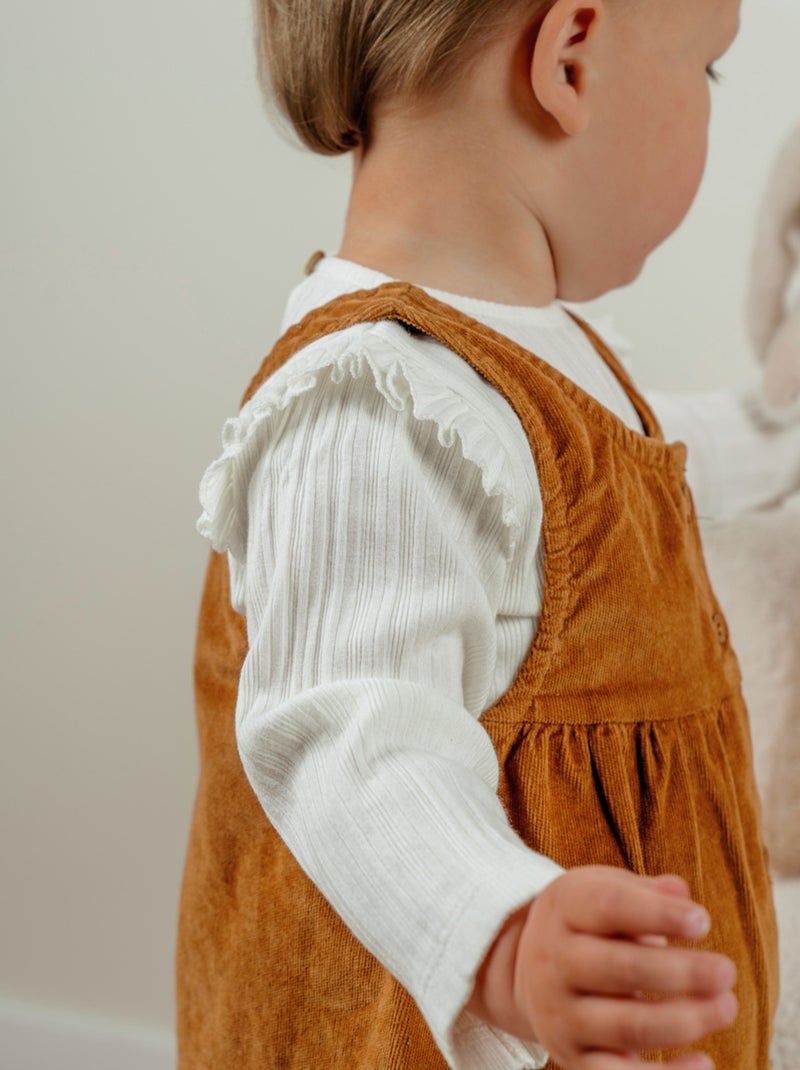 Ensemble salopette en velours et t-shirt en coto Noukie's Marron - Kiabi