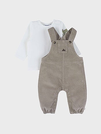 Ensemble salopette en velours et t-shirt manches longues Noukie's