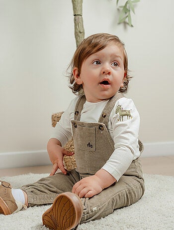 Ensemble salopette en velours et t-shirt manches longues Noukie's