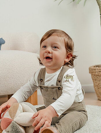 Ensemble salopette en velours et t-shirt manches longues Noukie's