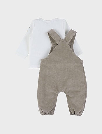 Ensemble salopette en velours et t-shirt manches longues Noukie's