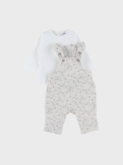 Ensemble salopette et t-shirt en coton avec motif floral Noukie's - Kiabi