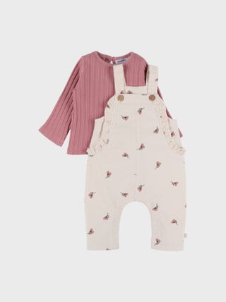 Ensemble salopette et t-shirt en coton avec motif floral Noukie's
