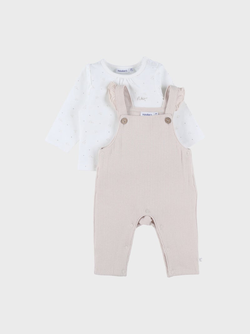 Ensemble salopette et t-shirt en jersey Noukie's Beige - Kiabi