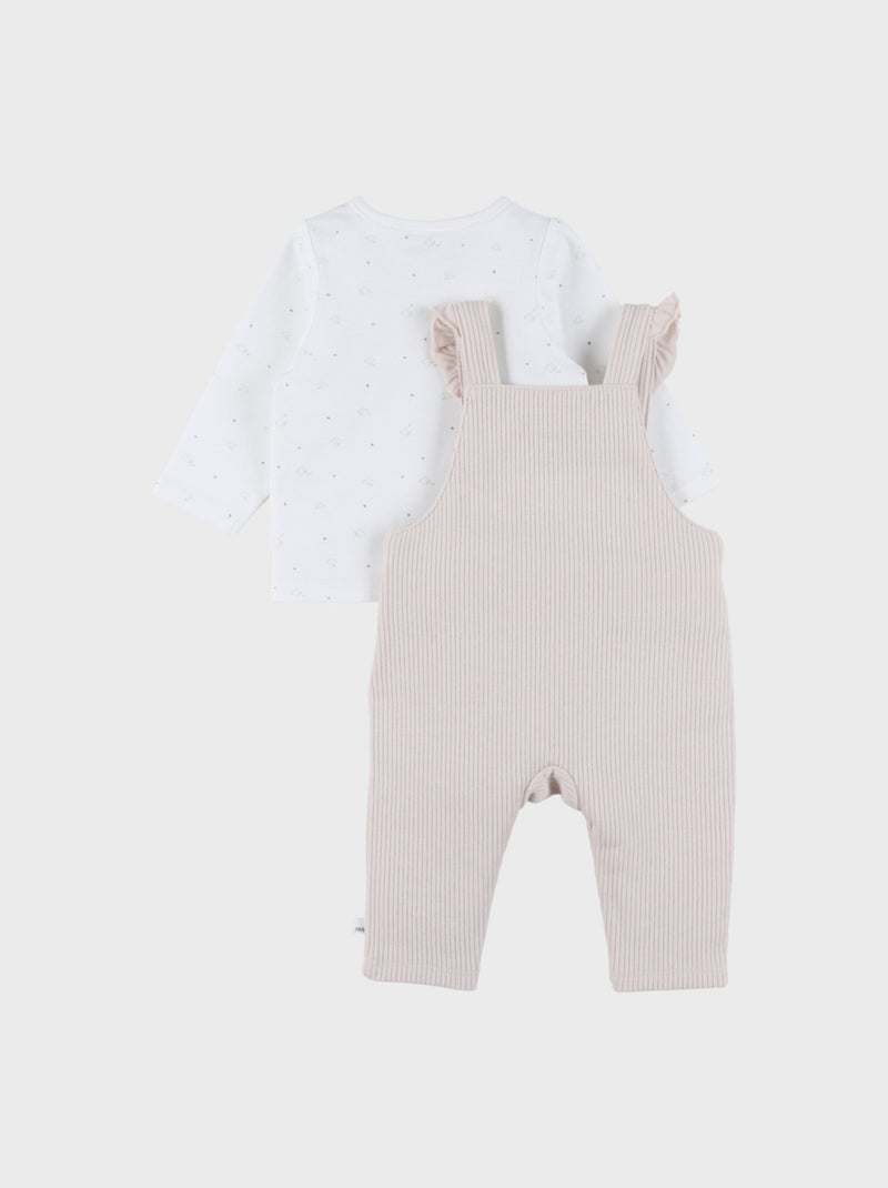 Ensemble salopette et t-shirt en jersey Noukie's Beige - Kiabi