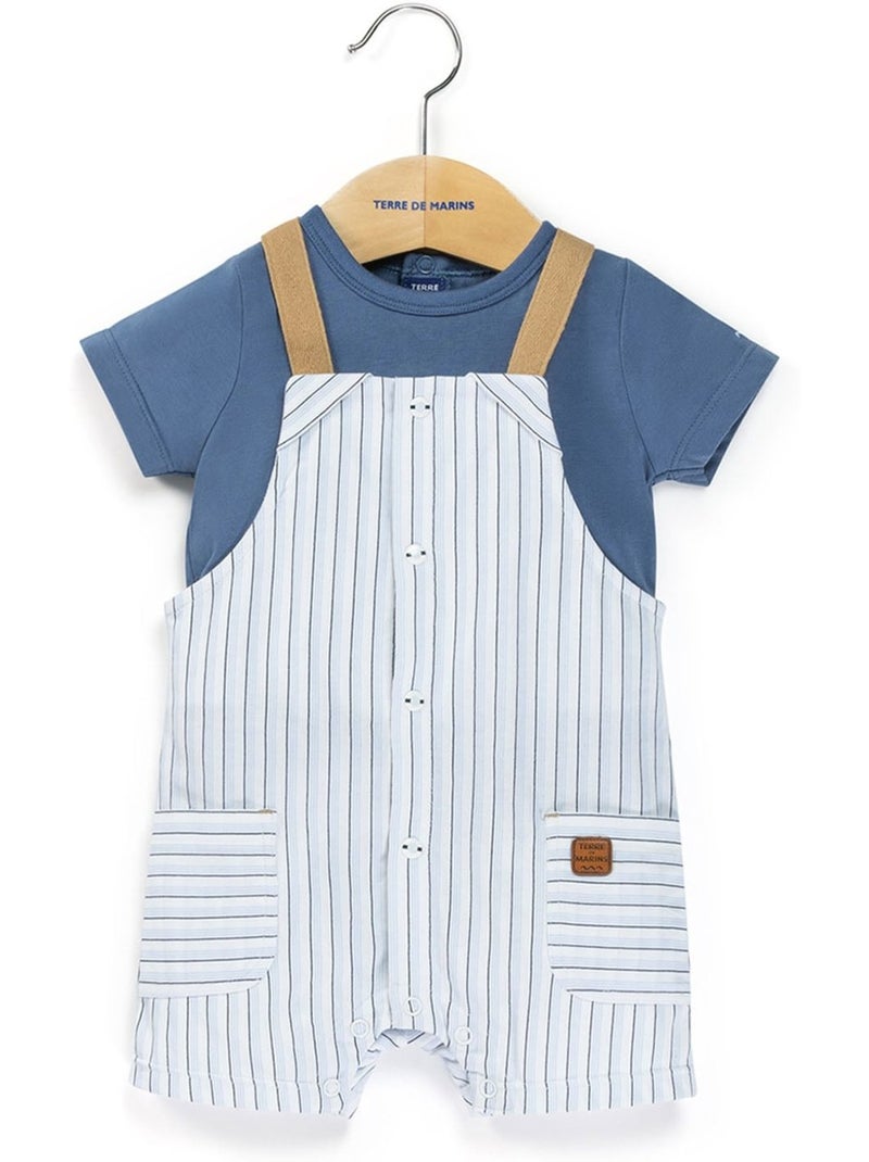 Ensemble salopette + haut - terre de marins Blanc Bleu - Kiabi