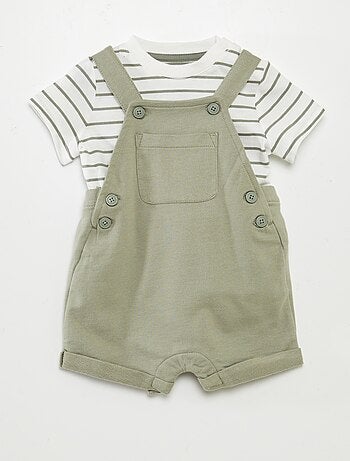 Ensemble salopette short + t-shirt - 2 pièces