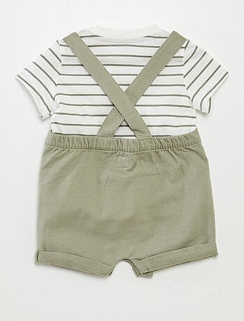 Ensemble salopette short + t-shirt - 2 pièces