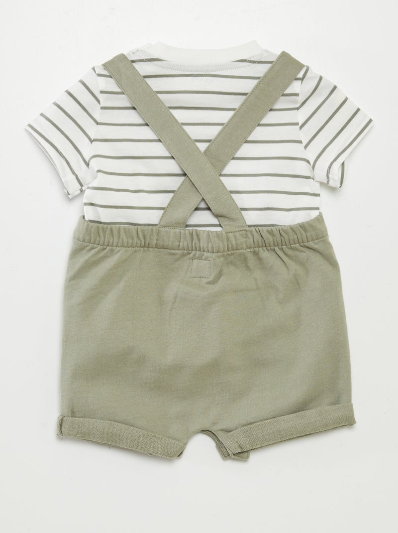Ensemble salopette short + t-shirt - 2 pièces VERT - Kiabi