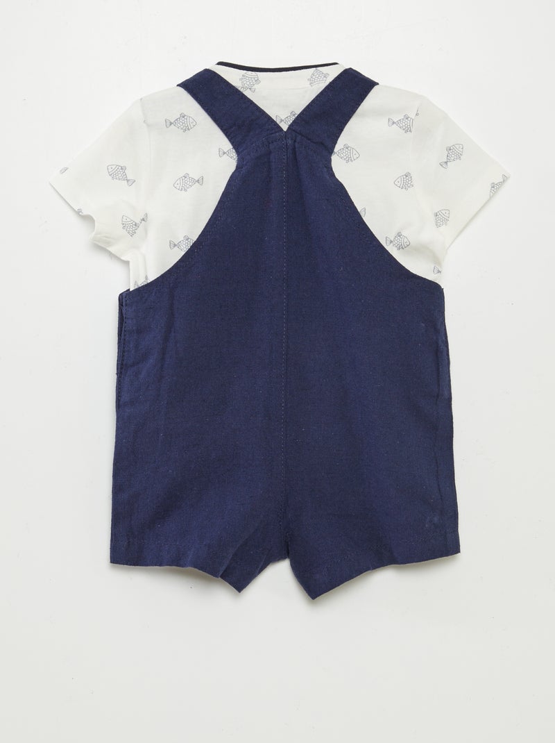 Ensemble salopette + t-shirt - 2 pièces BLANC - Kiabi