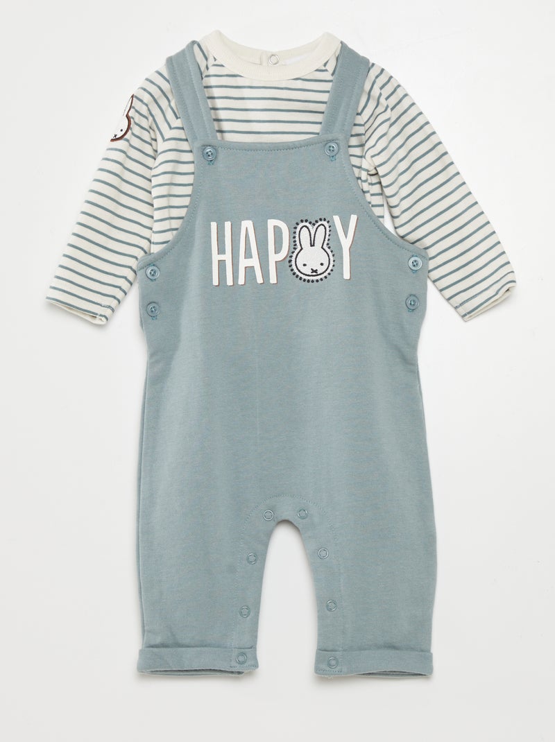 Ensemble salopette + t-shirt - 2 pièces Gris - Kiabi