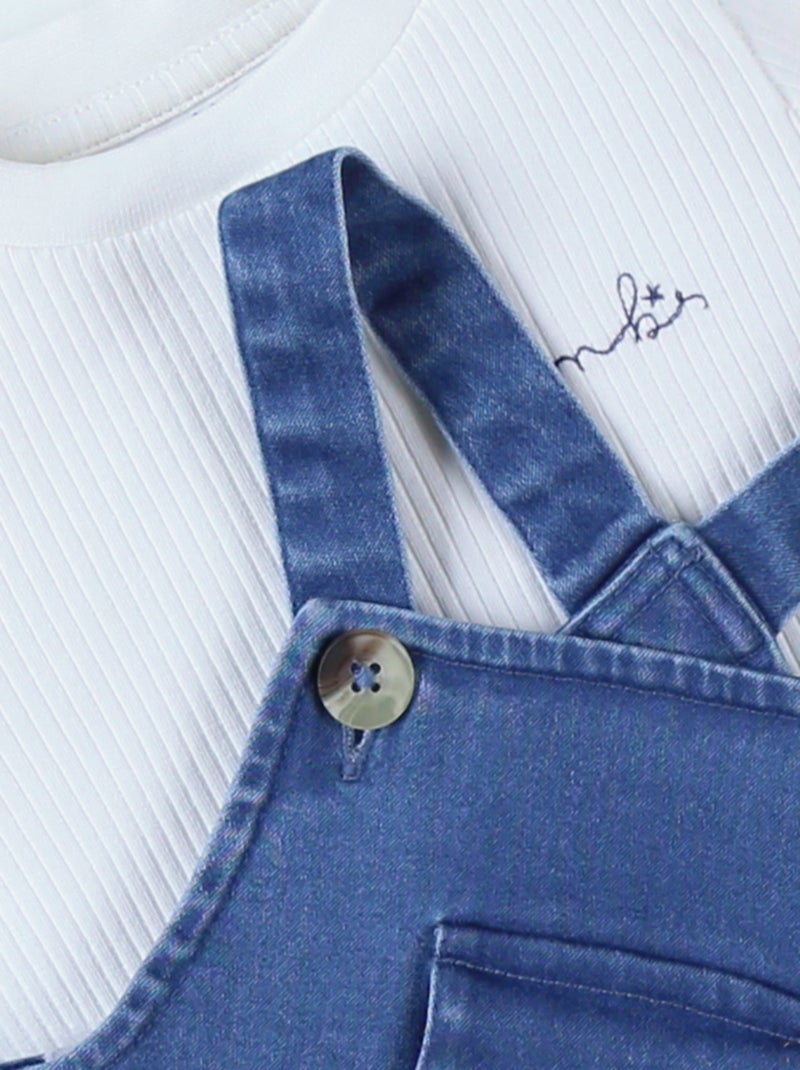 Ensemble salopette + t-shirt, denim Noukie's Bleu - Kiabi