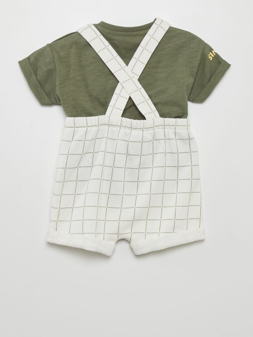 Vêtements Poupée 2 Pièces Heless - Salopette Jaune & T-Shirt Blanc - Coton Bio - Pour Poupées 35-45cm