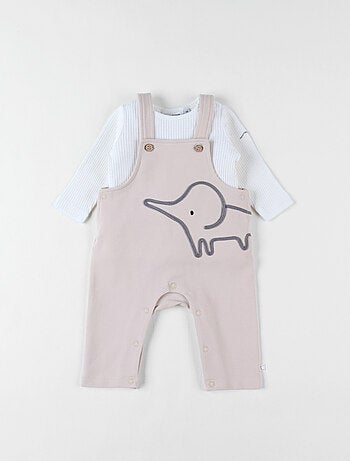 Ensemble salopette + t-shirt, éléphant Noukie's