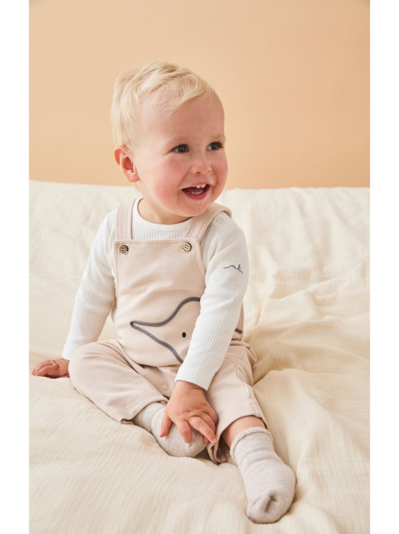 Ensemble salopette + t-shirt, éléphant Noukie's Beige - Kiabi
