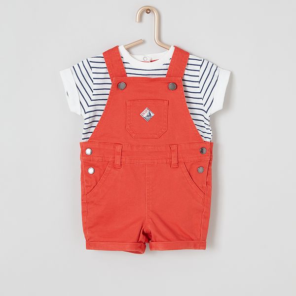 Ensemble Salopette T Shirt Bebe Garcon Raye Bleu Rouge Kiabi 18 00