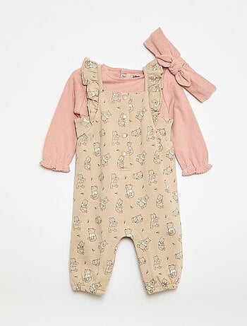 Ensemble Salopette 'Winnie' + bandeau + t-shirt - 3 pièces