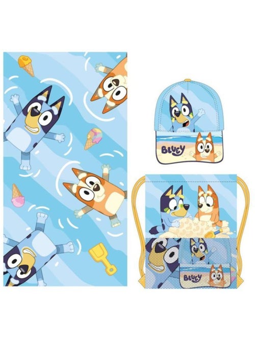 Ensemble serviette, sac de sport et casquette - enfant - bluey - Kiabi Ensemble serviette, sac de sport et casquette - enfant - bluey - Kiabi