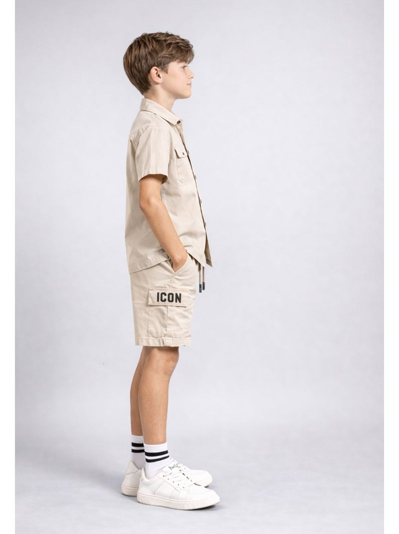 Ensemble Short Chemise Kebello Beige - Kiabi