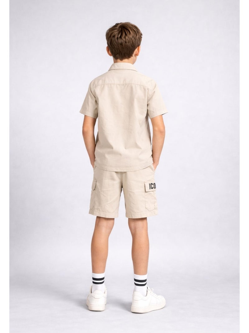 Ensemble Short Chemise Kebello Beige - Kiabi