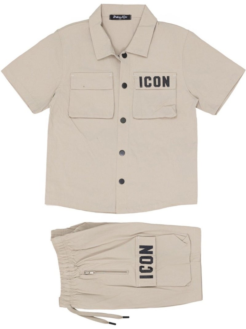 Ensemble Short Chemise Kebello Beige - Kiabi