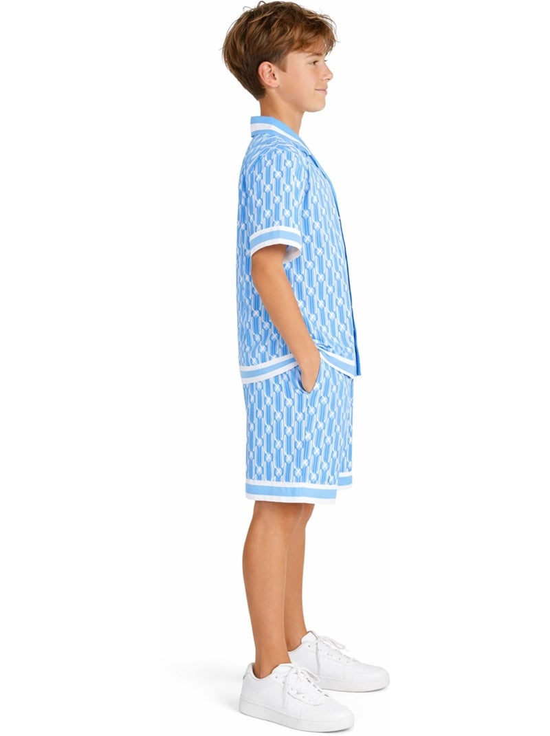 Ensemble Short Chemise Kebello Bleu ciel - Kiabi