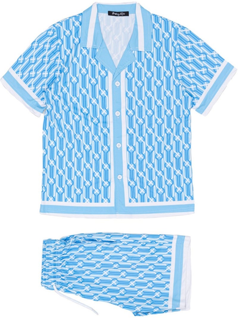 Ensemble Short Chemise Kebello Bleu ciel - Kiabi