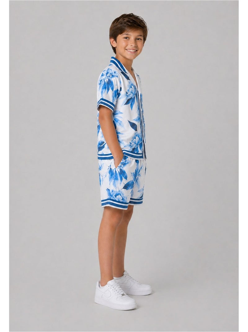 Ensemble Short Chemise Kebello Bleu - Kiabi