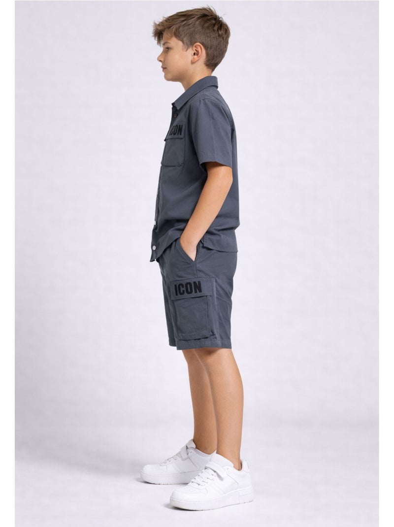 Ensemble Short Chemise Kebello Gris - Kiabi