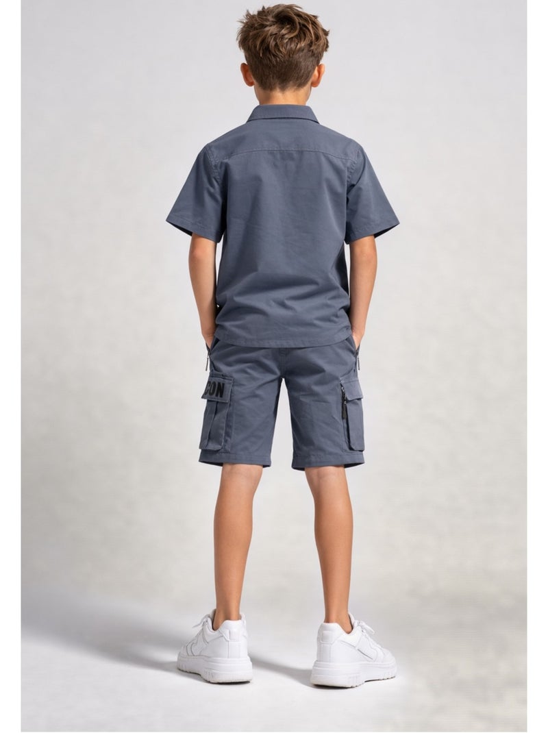 Ensemble Short Chemise Kebello Gris - Kiabi