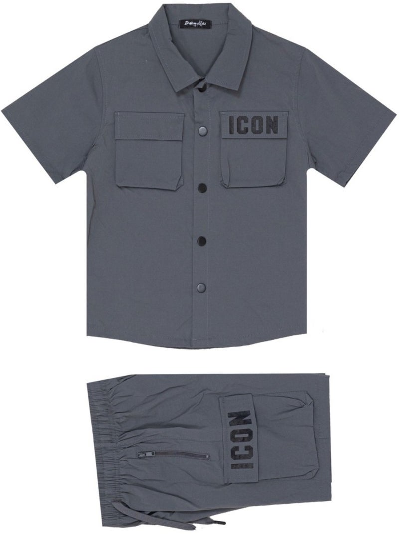 Ensemble Short Chemise Kebello Gris - Kiabi