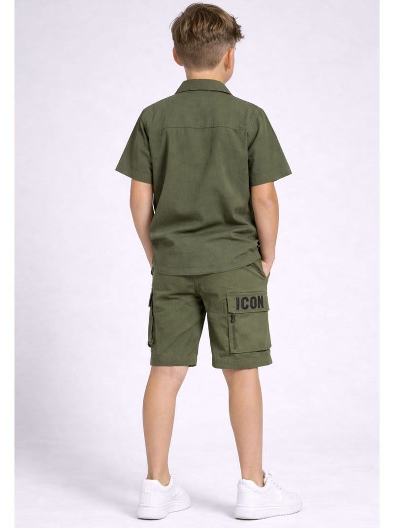 Ensemble Short Chemise Kebello Vert - Kiabi