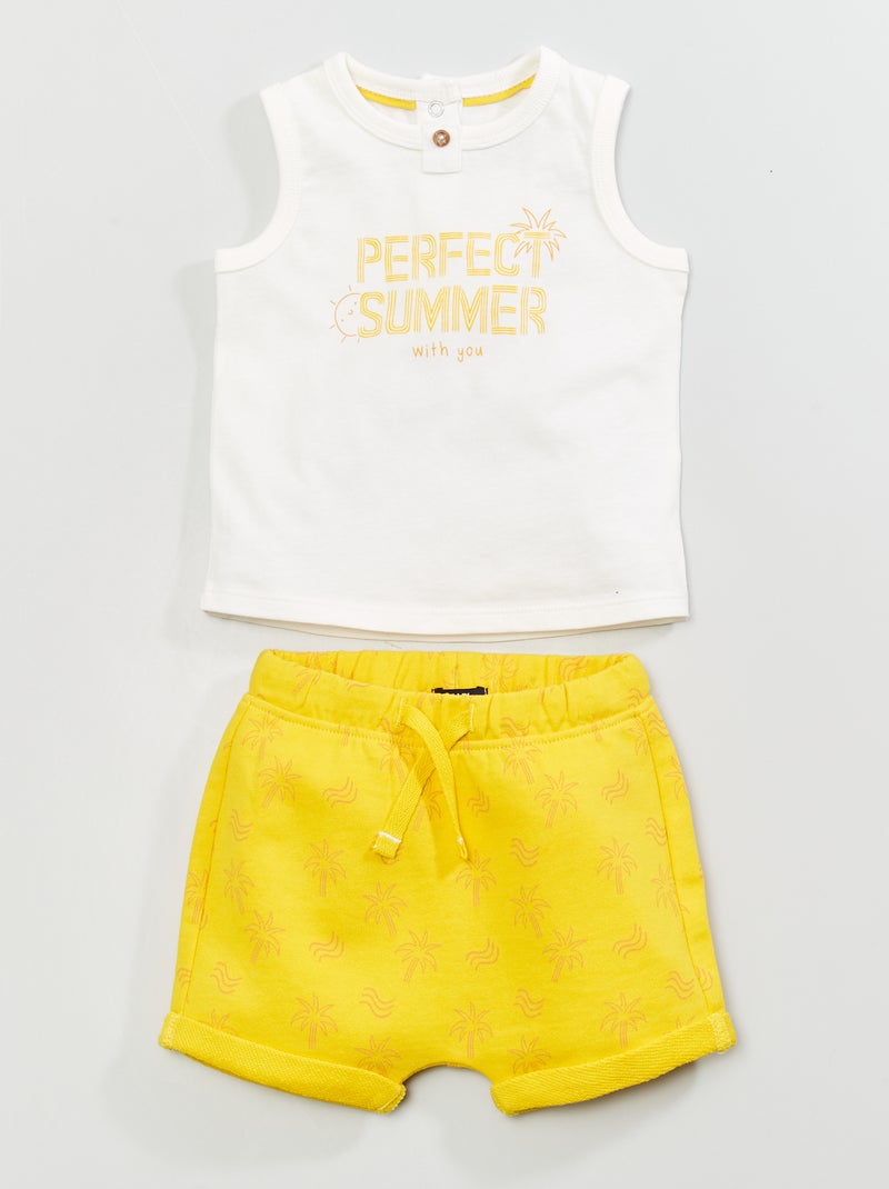 Ensemble short + débardeur Blanc - Kiabi