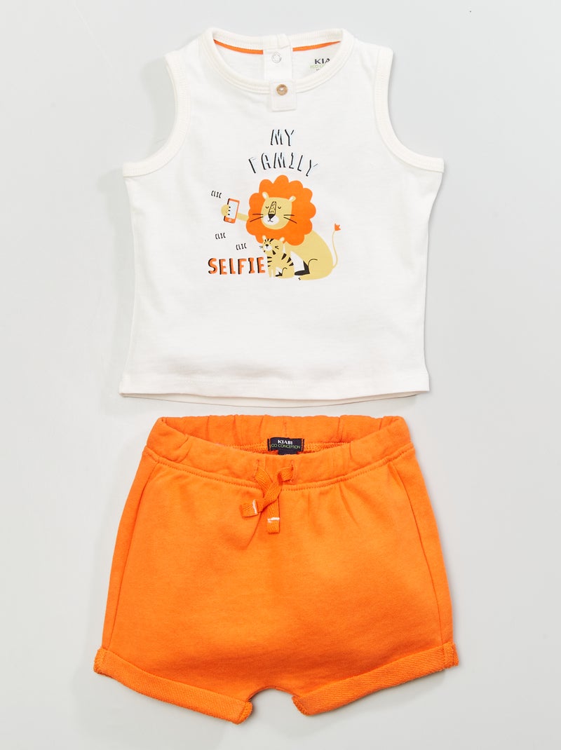 Ensemble short + débardeur BLANC - Kiabi