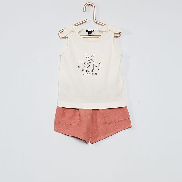 Ensemble Short Debardeur Bebe Fille Ecru Rose Kiabi 15 00