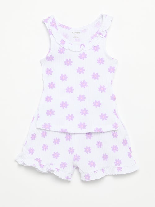 Ensemble short + débardeur en maille pointelle - Kiabi