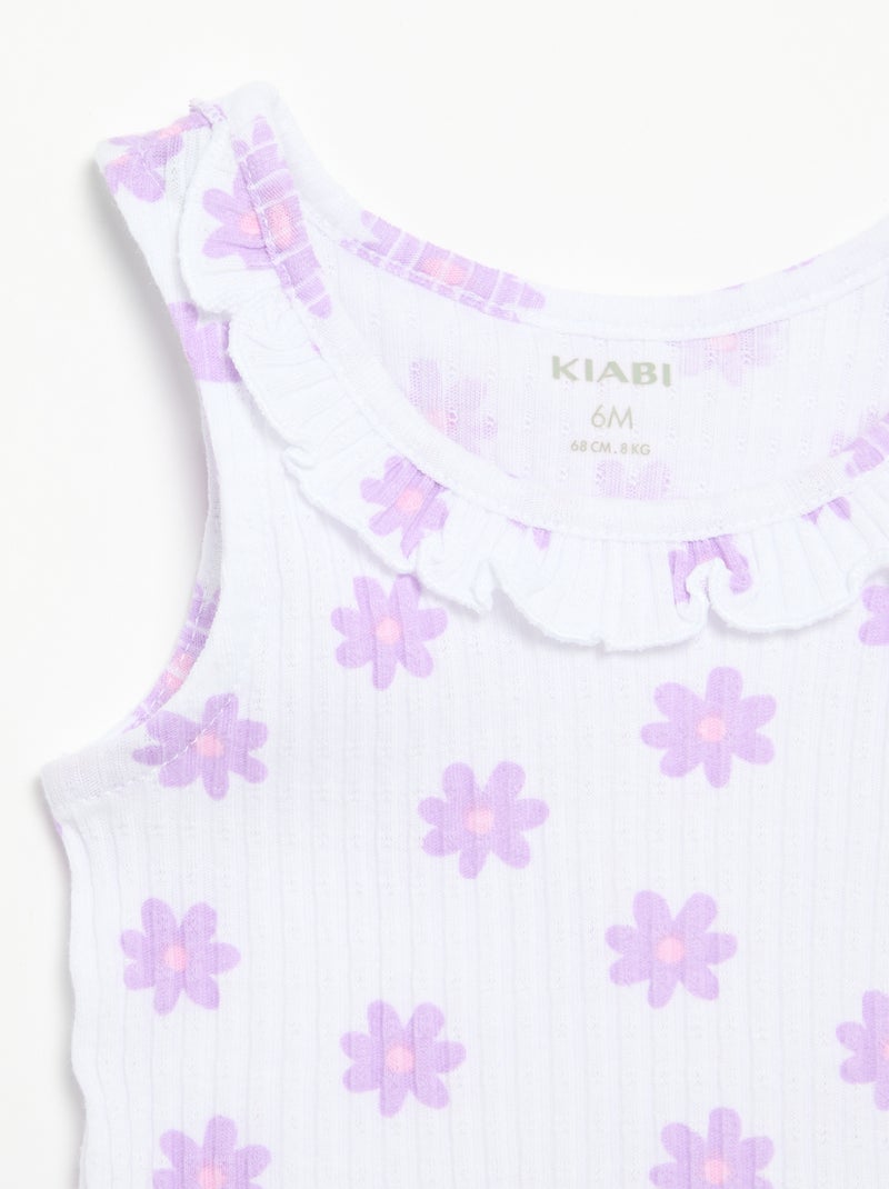 Ensemble short + débardeur en maille pointelle Blanc - Kiabi