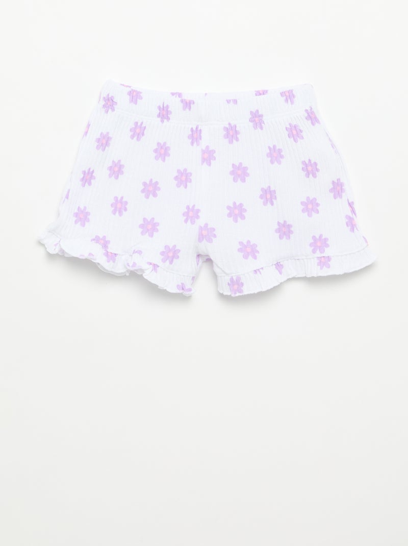 Ensemble short + débardeur en maille pointelle Blanc - Kiabi