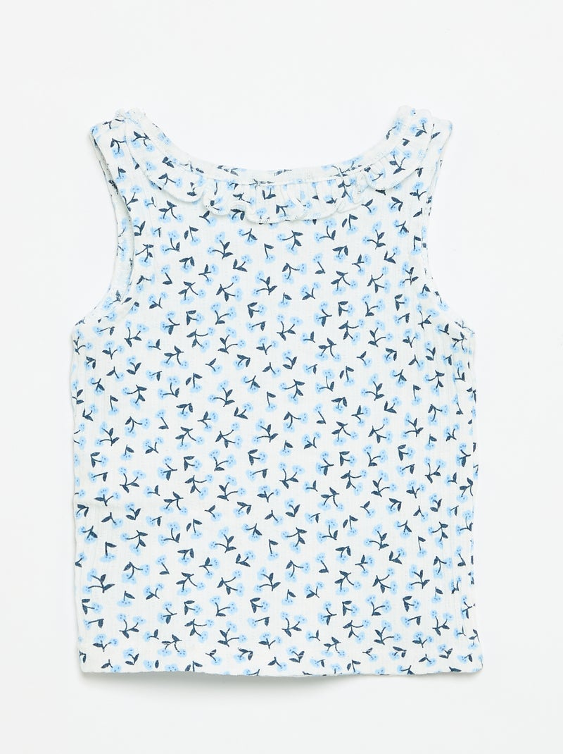 Ensemble short + débardeur en maille pointelle Bleu - Kiabi