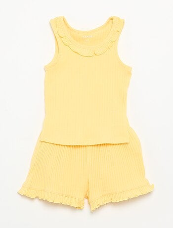 Ensemble short + débardeur en maille pointelle