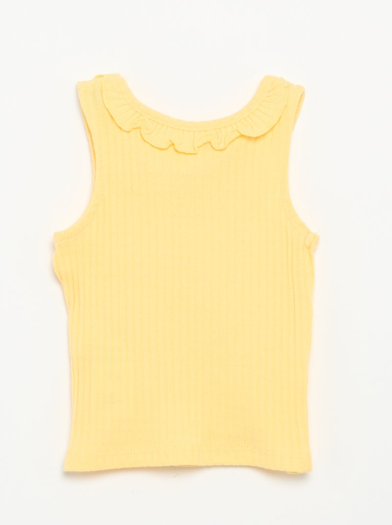Ensemble short + débardeur en maille pointelle Jaune - Kiabi