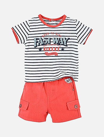ENSEMBLE SHORT ET T-SHIRT RAYE BEBE