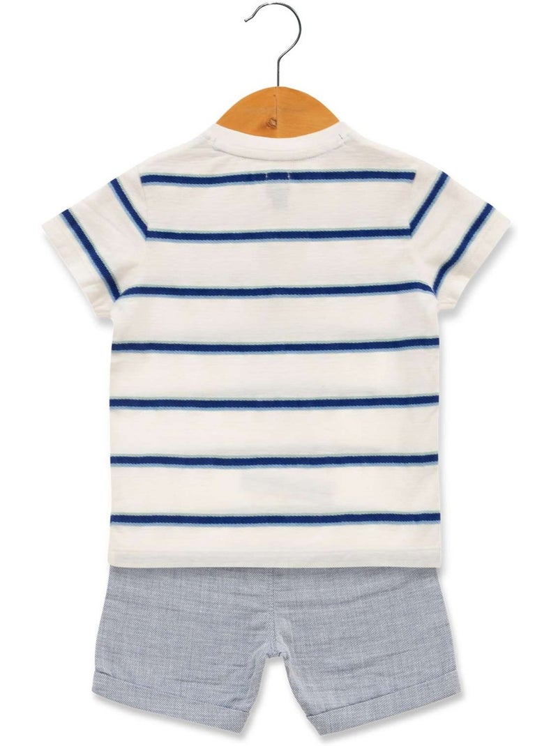 Ensemble short + haut - Terre de Marins Blanc Bleu - Kiabi
