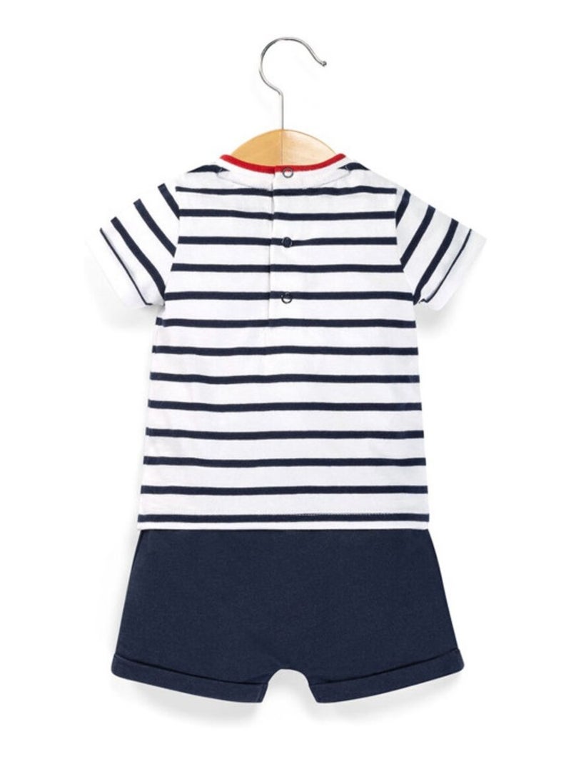 Ensemble short + haut - Terre de Marins Blanc Bleu - Kiabi