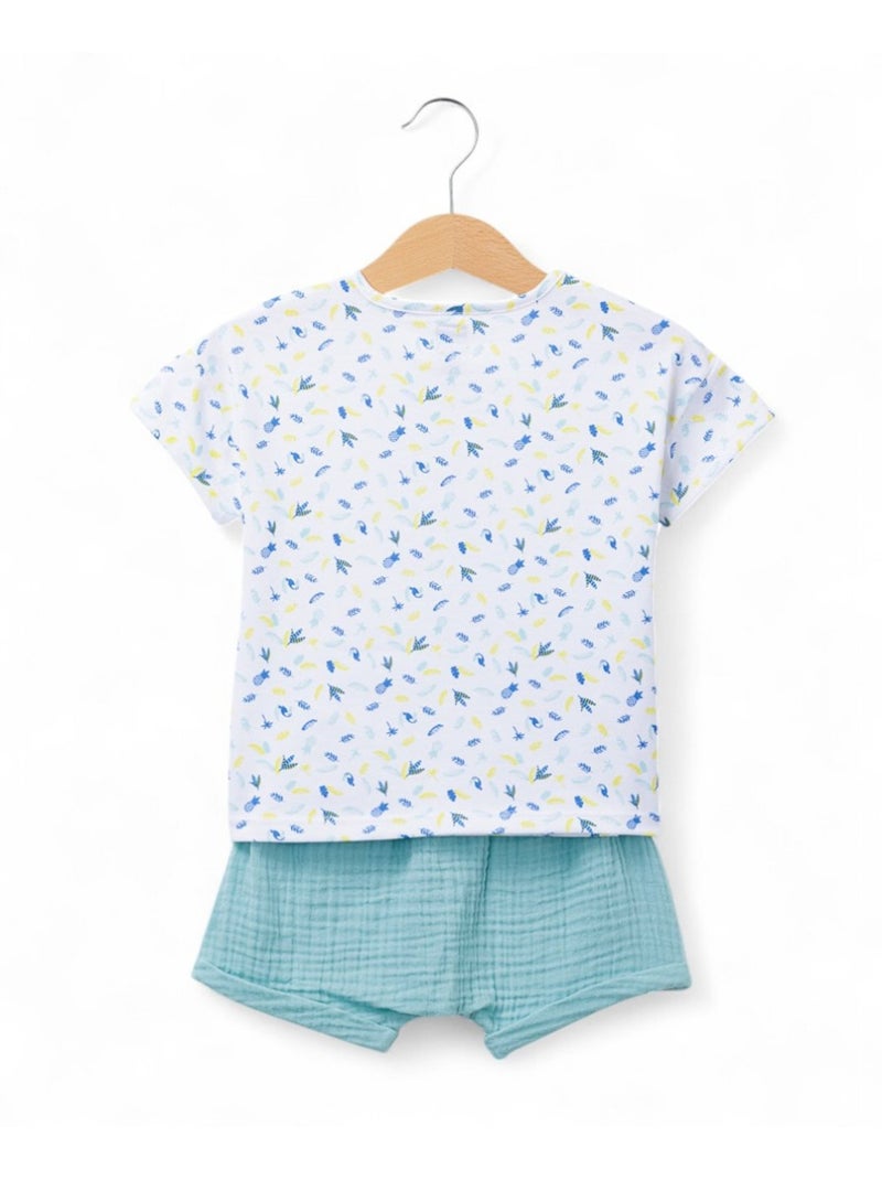 Ensemble short + haut 100% coton - Terre de Marins Multicolore - Kiabi