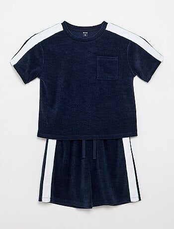 Ensemble short + T-shirt avec bandes contrastées